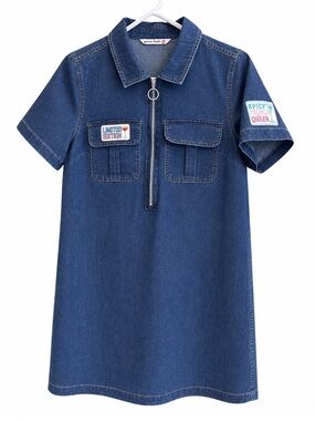 Given Kale Size Small Dark Denim Zip Dress Spicy Tequila Queen Lake Life